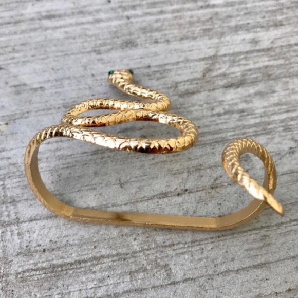 Gold Hand bracelet SNAKE CUFF rhinestone slave - Picture 4 of 4